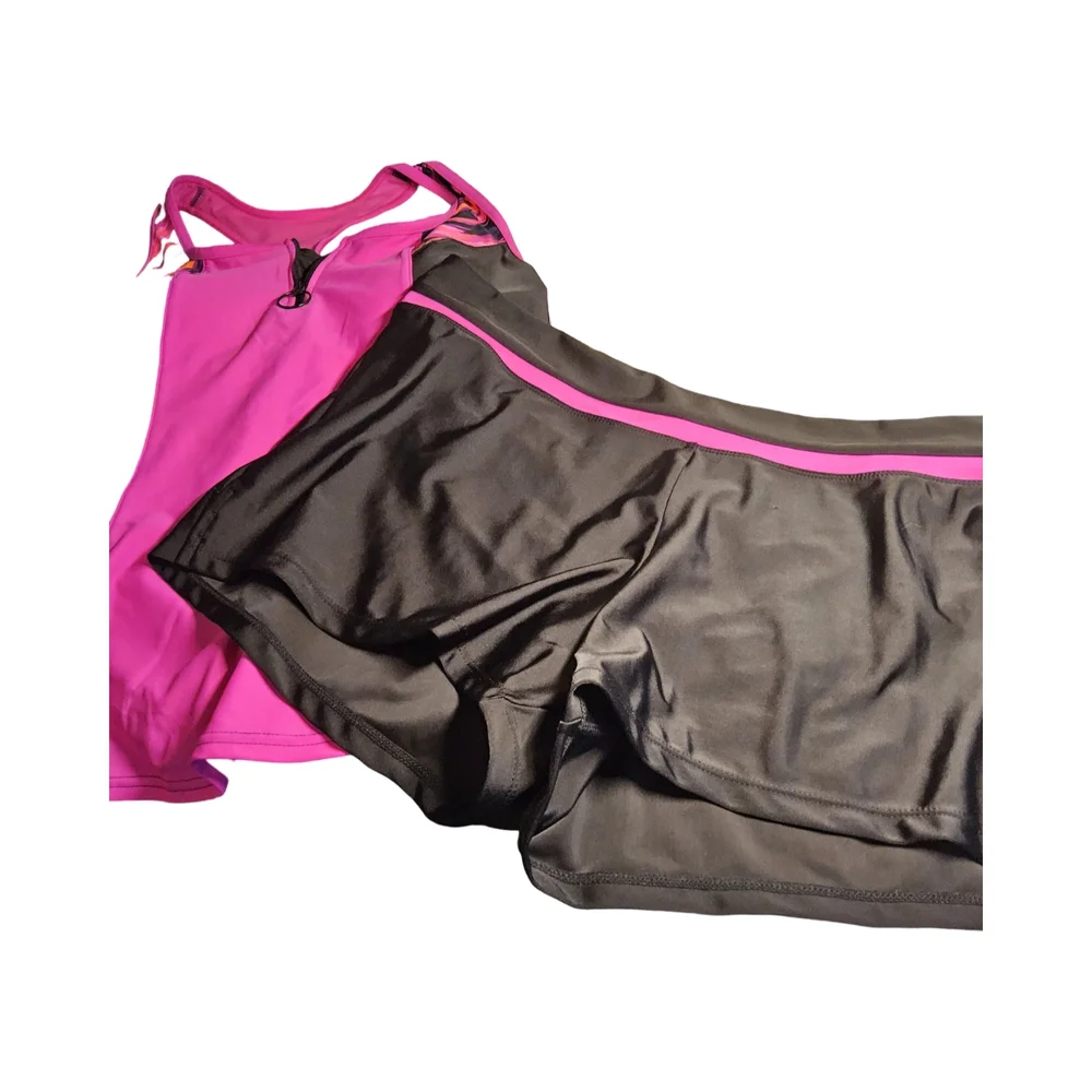1 NWT Zeroposur Pink and Black swimwear top and bottom size XL